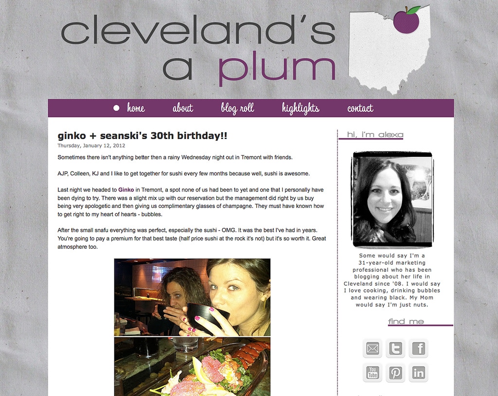 Cleveland's a Plum Blog Design