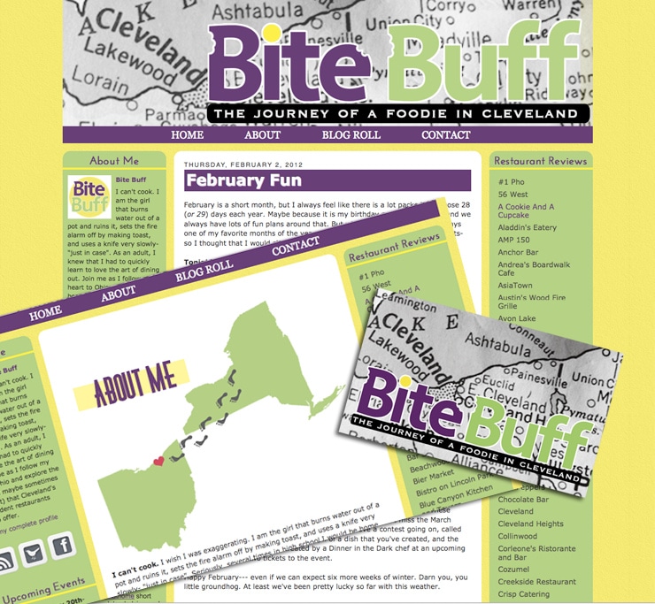 Bite Buff blog and business card design
