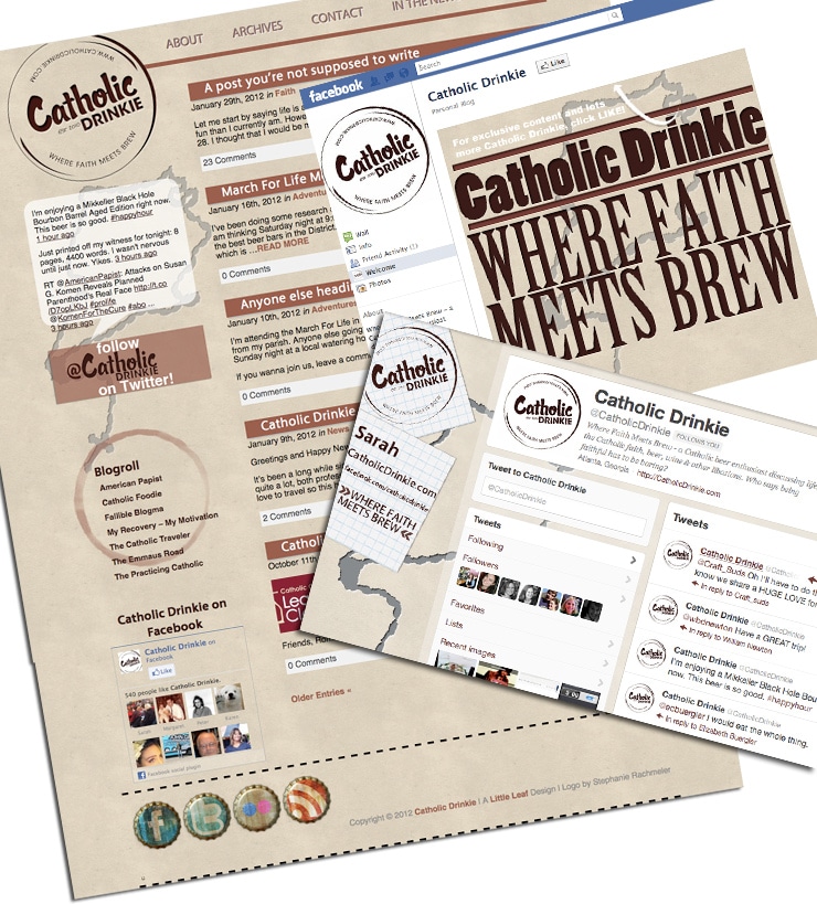 Catholic Drinkie Blog, Facebook, and Twitter Design